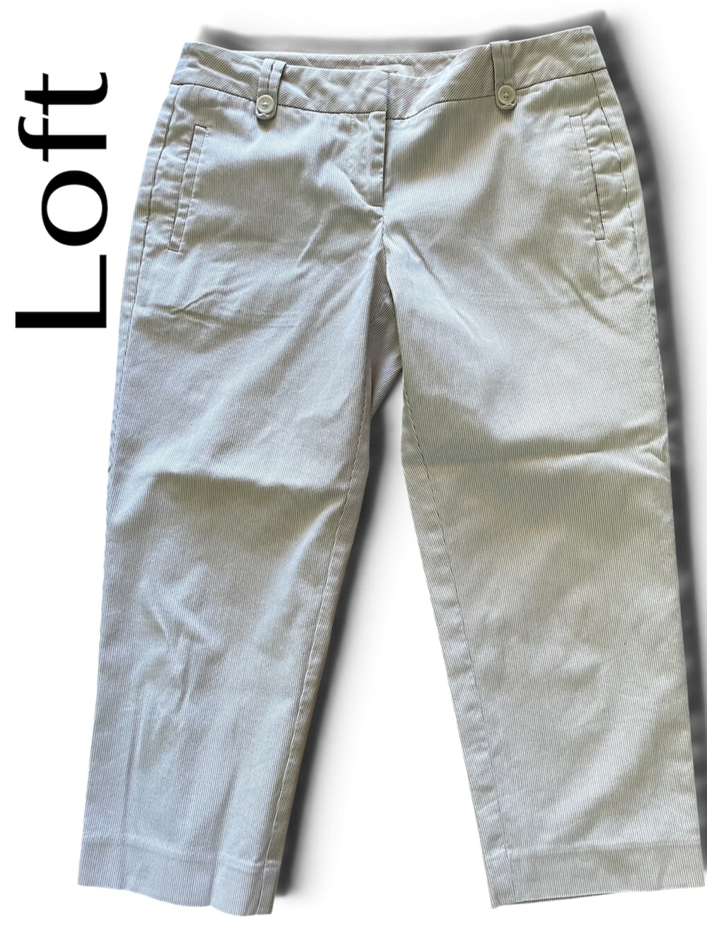 LOFT woman’s size OP Light Gray pinstripe Capri pants